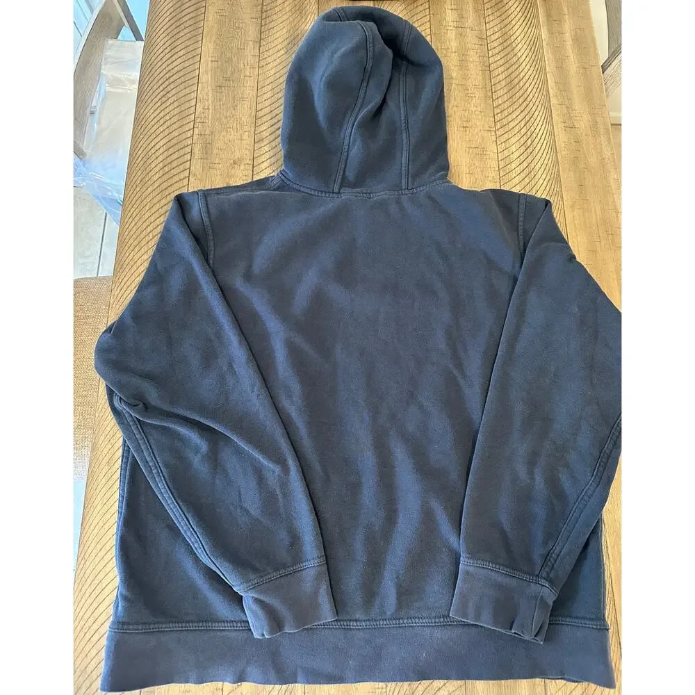 The North Face Men's Large Pullover Hoodie Sweatshirt Dark Gray Blue Logo Pocket